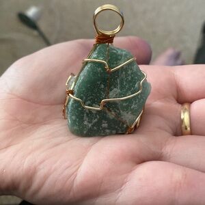 Hand wrapped Adventurine stone necklace.